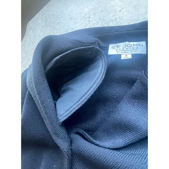 ST JOHN Evening Black Santana Knit Formal Jacket Women’s Size 6 Pristine - Picture 6 of 9